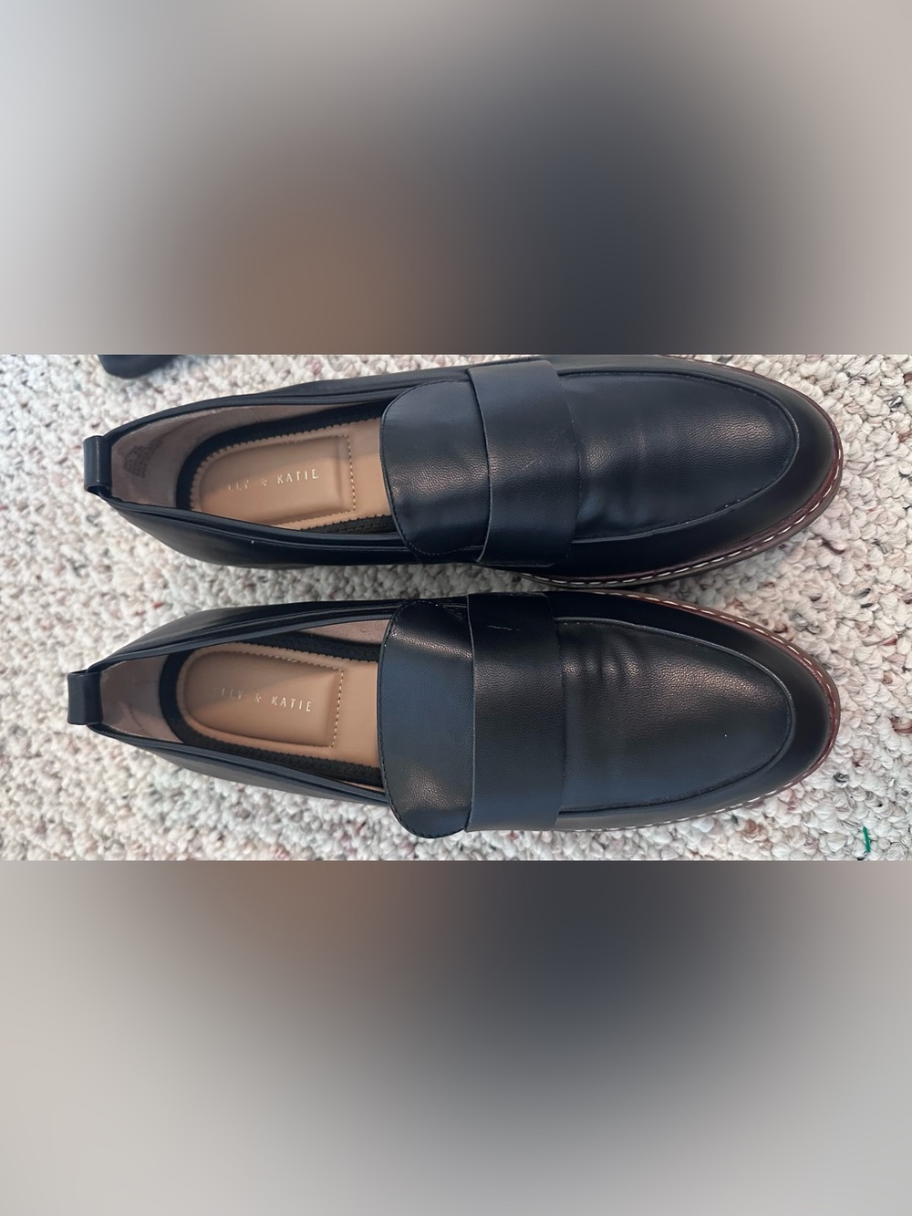 Kelly‎ & Katie Black Leather Penny Loafers New Never Worn 9M